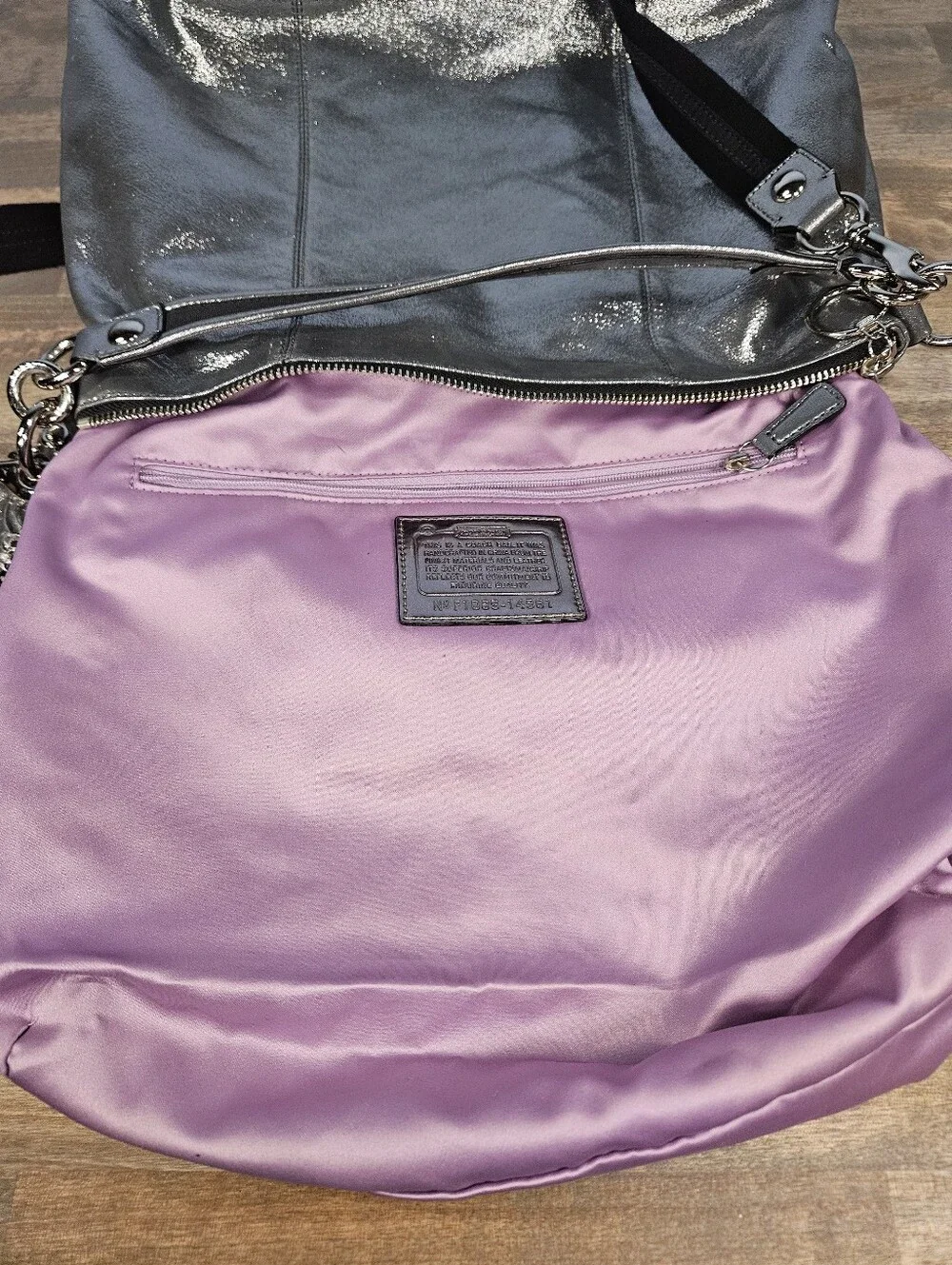 Coach Poppy Metallic Double Pocket Hobo